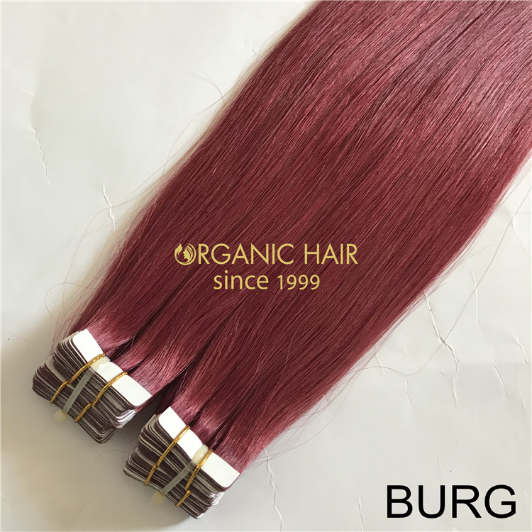 Remy best tape in hair extensions BURG color X187